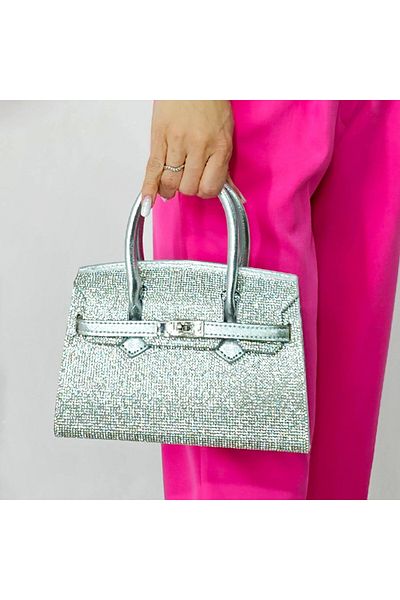 FashionForYou Second-hand bag, HeRRa, with rhinestones and metal buckle, Silver