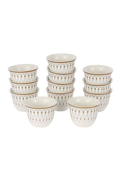Generic Royalford Royalford 12 Piece Bone China Cawa Cup Set- RF12115/ 80 ml Capacity, Heat-Resistant, Scra