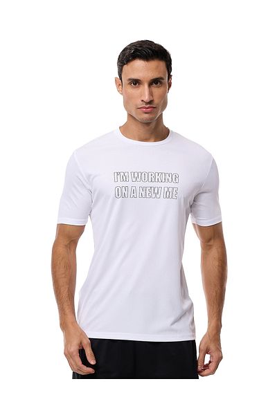 R&B Typography Print Active T-Shirt with Crew Neck and Short Sleeves