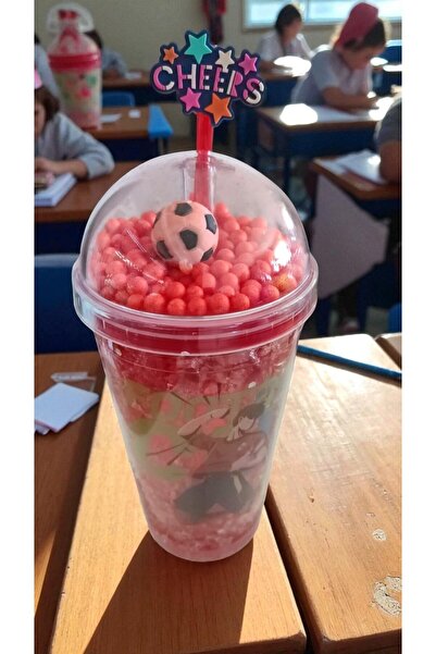 FAMEMUS ACCESSORY Football Character Ball Inside Cup Water Bottle with Straw