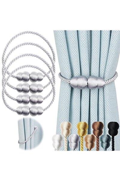 Generic أربطة ستائر مغناطيسية من TERRIFI، عبوة من 4 أربطة ستائر مزخرفة بحبل، ...