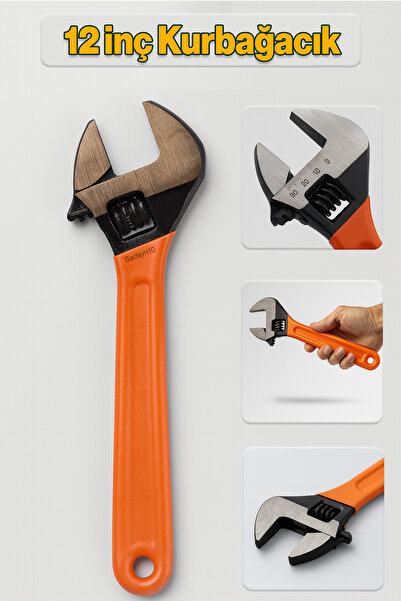 Badem10 Kurbağacık Mengene 12 İnç 300 Mm 30 Cm Metal Sabitleme İngiliz Anahta...