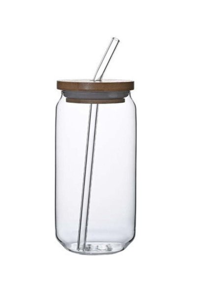 Generic 1 Pcs Can Shaped Glasses Classic Drinking Glasses with Straw，Glass Cu...