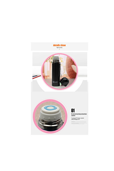 nuzki Stainless Steel Water Bottle 500ml Steel Vacuum Insulated Flask Black Color