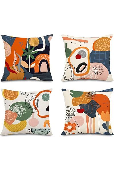 Generic Azonee Abstract Art Mid Century Modern Throw Pillow Covers 18x18 Colorful Boho Aesthetic Floral Geo