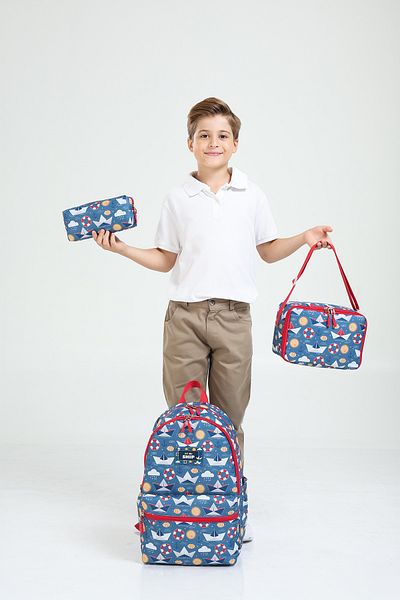 D'VERS Patterned Orthopedic 3-Piece Primary School Middle School School Backpack Set with Nutrition and Pen Holder