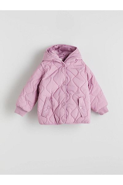 LC Waikiki Lcw Hooded Quilted Patterned Girl's Coat (W5)