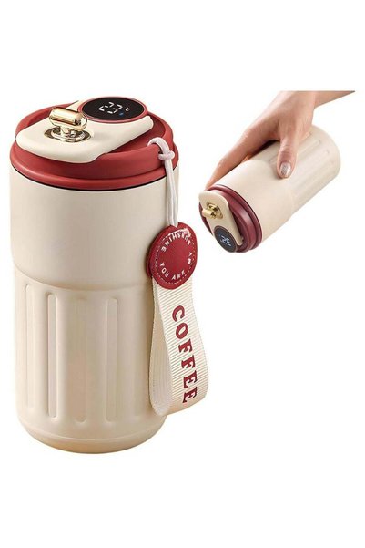 Generic Coffee Flask with Temperature Display, 450mL Stainless Steel Coffee T...
