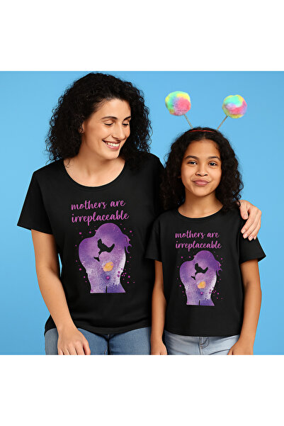 SVART WEAR Set de tricouri combinat pentru mamă, mamă, fiică, bumbac 100% tricou Twin (PRET PENTRU UNUL)