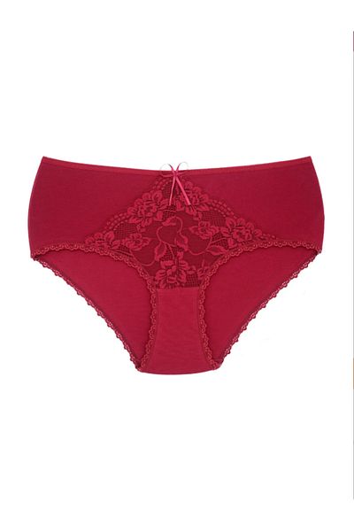 Bleu Petite 3-Piece Assortment Color Cotton Lace Detailed High Waist Large Size Women's Panties