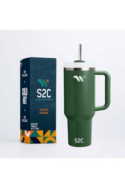 Generic S2C 40oz Stainless Steel Tumbler with Handle & Straw – Double Wall Va...