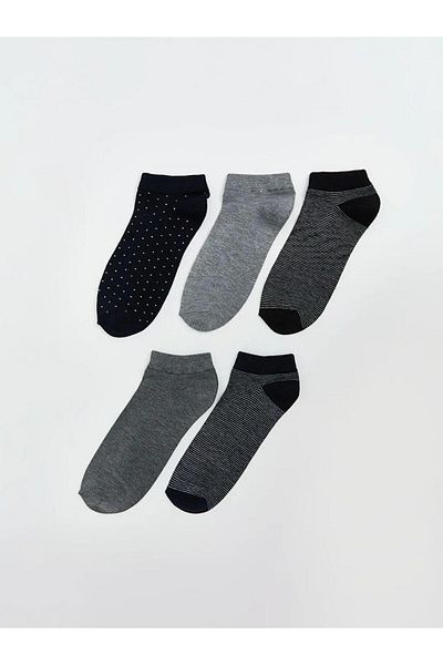 LC Waikiki Lcw Accessories Mixed Patterned Bamboo Men's Booties Socks 5-Piece (W5)