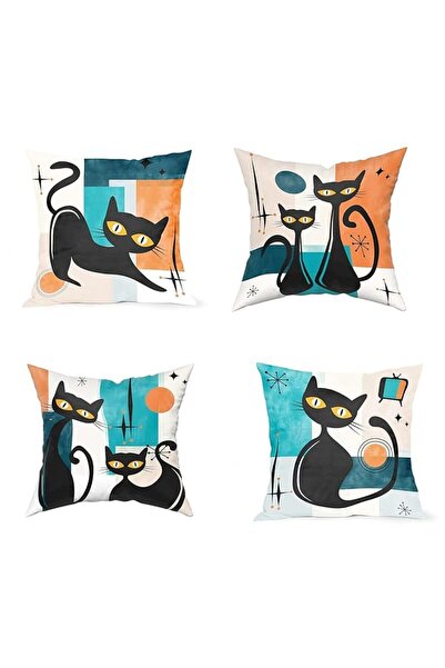 Generic غطاء وسادة NALACAL Black Cat من منتصف القرن، أغطية وسائد قطط ذرية، وس...