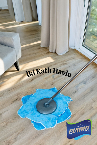 EVİMA Döner Başlıklı 2 Kat Süper Emici Havlu Mop Ucu Tüm Döner Başlıklı Setle...