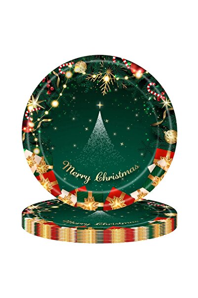 Flippy Set 16 Disposable Plates, Flippy, Christmas Tree Model 'Merry Christmas', Christmas Theme, 18 cm, Gr