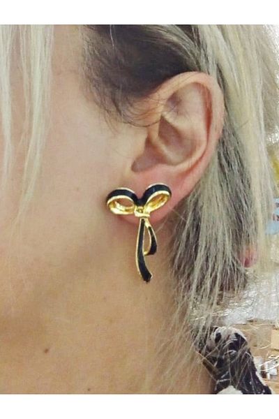 mos&more Black Bow Stylish Women's Earrings