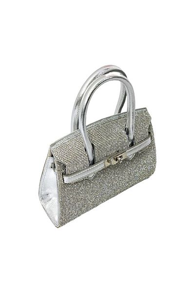 FashionForYou Second-hand bag, HeRRa, with rhinestones and metal buckle, Silver