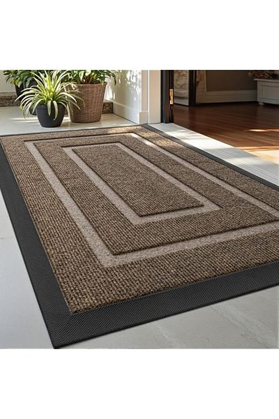 Generic Front Door Mat Outside Entrance, Heavy Duty Outdoor Indoor Natural Rubber Doormat, Non Slip, Trap D