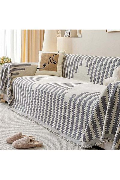 Generic FASHION HOME Double Sided Chenille Sofa Cover Throw Blanket