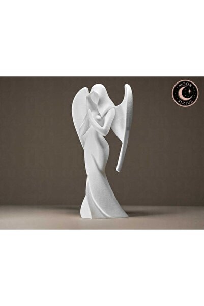 MOON SİRİUS Modern Tasarımlı Beyaz Melek Figürü Dekoratif Biblo 7x11x20