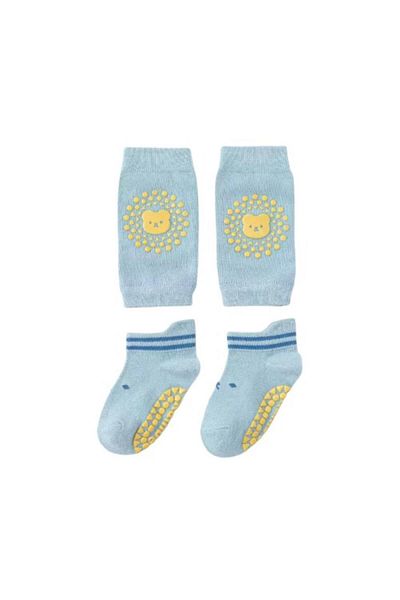 PIKKABOO - Soft Crawl Baby Crawling Set - Greyish Blue - 4 Pcs