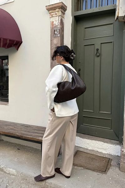 LEONAS Retro Braided Large Women's Hand and Shoulder Bag Vienna St0008