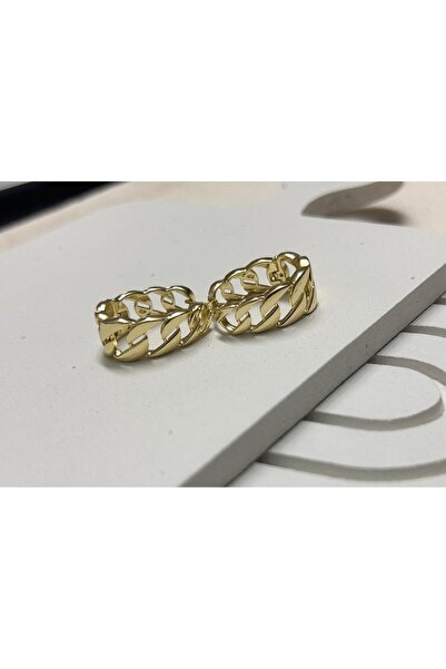 juleeco Kalın Zincir Desen 14 K Renginde Rodyum Kpalama XP Küpe(1,7x2 cm)