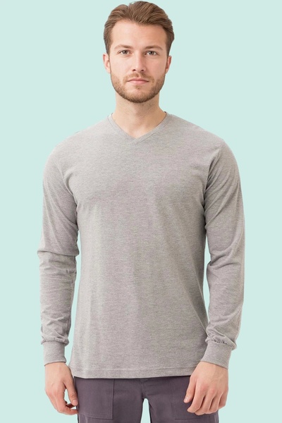 PayBuy Men's V-Neck Long Sleeve T-Shirt 50 Cotton Gaura Shirt Cotton Breathable Relaxed Fit Casual