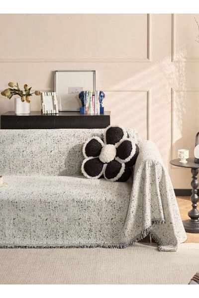 Generic DUNISO Double Sided Chenille Sofa Cover, Stylish Sofa Cover, Line printing design, Chenille Materia