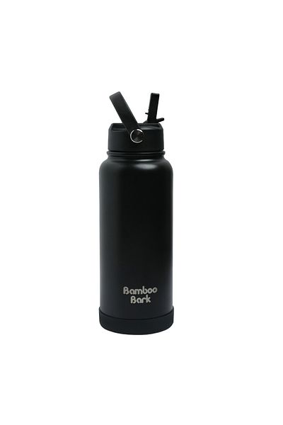 Bamboo Bark 1000 ML Insulated Water Bottle with Sipper Lid – Double Wall Vacuum Flask for Hot & Cold Water
