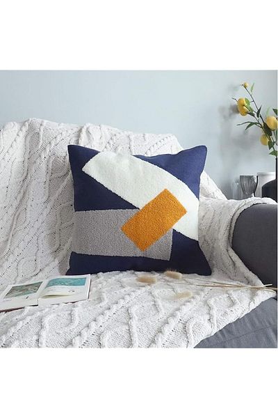 Generic VANNCIO Modern Textured Throw Pillow Cover, Embroidered Decorative Pillowcase with Mid Century Acce