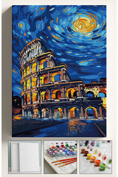 Sulepas Sayılarla Boyama Seti Numaralı Tuval Fırça Boya 40x50 Cm - YILDIZLI GECE KOLEZYUM