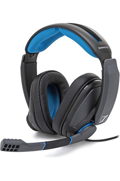 Sennheiser سماعة الألعاب GSP 300 لأجهزة الكمبيوتر الشخصية، وأجهزة ماك، وأجهزة بلاي ستيشن 4 - أسود/أزرق