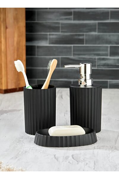 ALY DURU طقم حمام دائري مكون من 3 قطع - موزع صابون سائل وفرشاة أسنان وموزع صا...