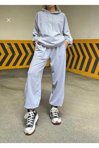 UYN SPORT İki İp Şardonlu Kapüşonlu Sweat Jogger Paça Eşofman Takım