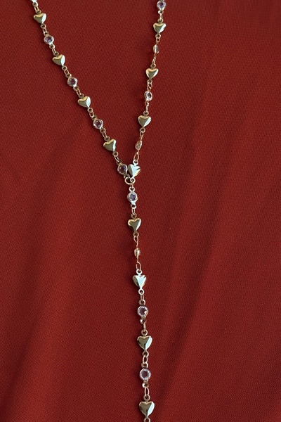 Bonicce Y Kolye Zirkon Taşlı Minimal Kalpli