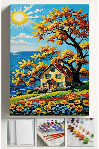 Sulepas Sayılarla Boyama Seti Numaralı Tuval Fırça Boya 40x50 Cm - GÜNEŞ VE EV