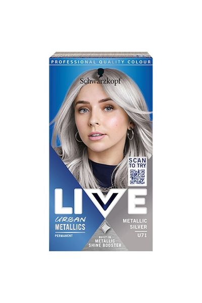 Schwarzkopf Permanent Hair Dye Live Color Urban Metallics U71 Metallic Silver, 142.5 ml