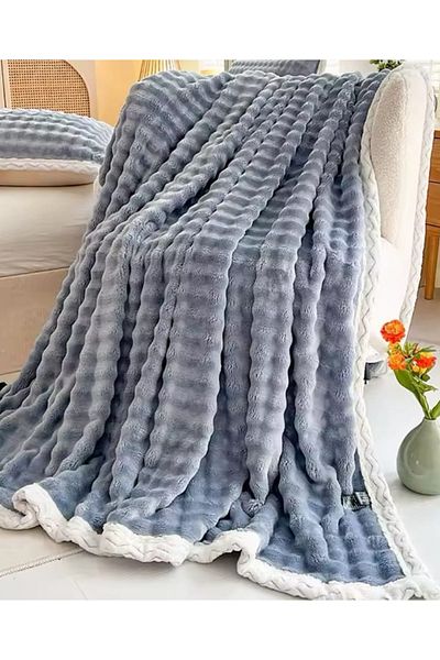 CHIRASO CHIRASO blanket, fluffy Cocolino, with fur edge, plush microfiber, 200x230 cm, UNI