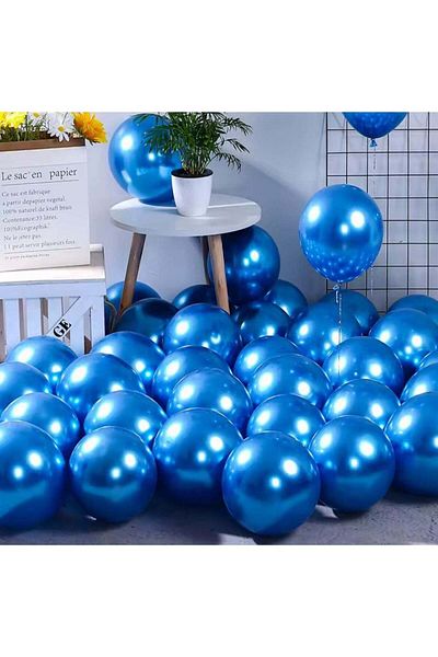Generic Chrome Balloon 12 Inch — Pack of 50 — Color Blue