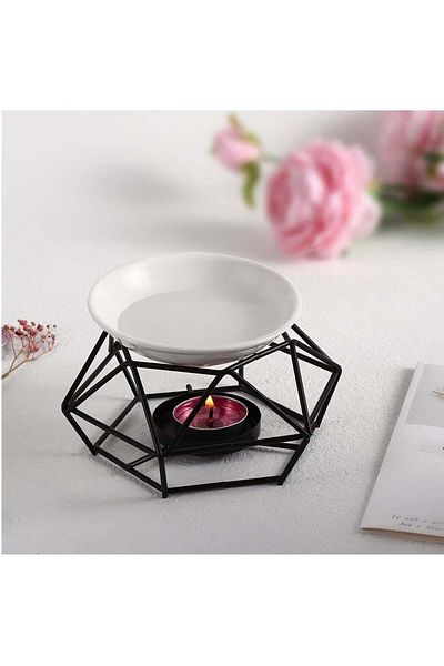 Generic SYOSI Delicate Romantic Ceramic Tealight Candle Holder Oil Burner, Essential Oil Incense Aroma Diff