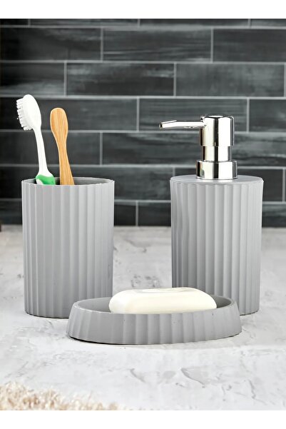ALY DURU 3 Piece Round Sink Bathroom Set - Liquid Soap Dispenser Solid Soap D...