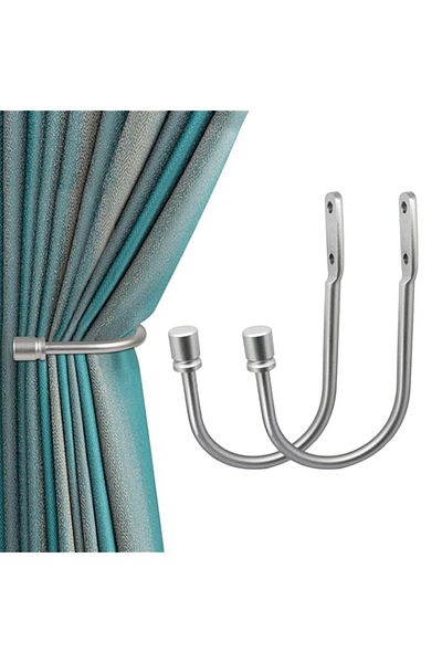 Generic MAKINGTEC Curtain Holdback, 2 Pcs Curtain Tiebacks with Classic End Cap U Shaped Window Drapery Hol