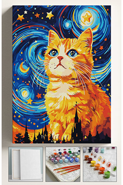 Sulepas Sayılarla Boyama Seti Numaralı Tuval Fırça Boya 40x50 Cm - YILDIZLI G...