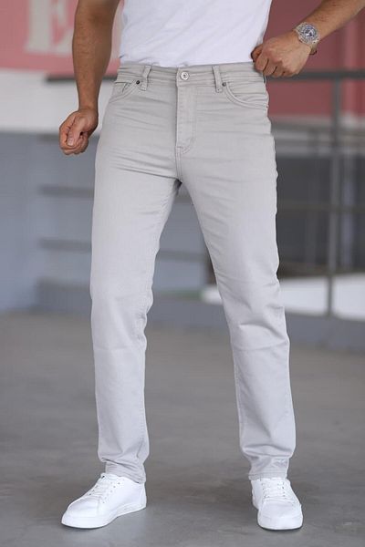 LORDA GİYİM Men's Jeans Taycan Dobby Steel Knitted High Waist Lycra Zipper Embroidered 5 Pockets