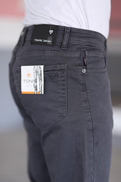 LORDA GİYİM ΑΝΔΡΙΚΟ ΤΑΙΝΙΑ ΤΑΙΝΙΑ Taycan Dobby Steel Πλεκτό Ψηλόμεσο Λύκρα με φερμουάρ και κέντημα με 5 τσέπες