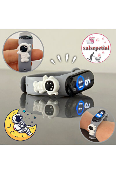 Salsepetial Astronot Figürlü Dijital Çocuk Kol Saati Silikon Hediyelik Seviml...