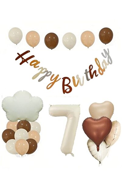 DÜVENCİ TİCARET Set retro pentru aniversare; Nor din folie crem, Banner, foli...