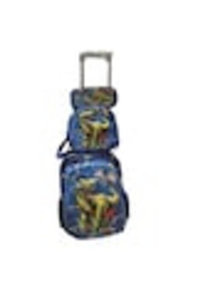 OEM Schoolbag, Lunch Bag and Pencil Case Set, Blue, Dinosaur Pattern