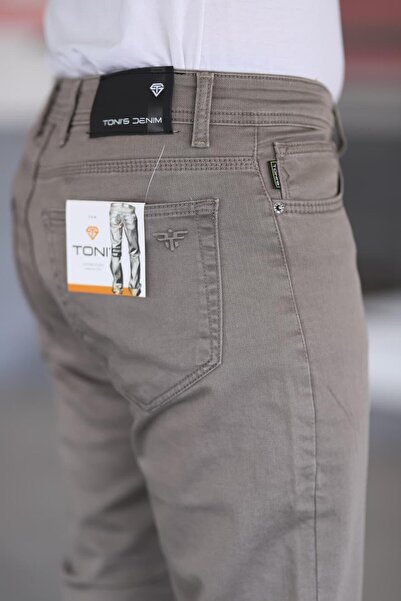 LORDA GİYİM ΑΝΔΡΙΚΟ ΤΑΙΝΙΑ ΤΑΙΝΙΑ Taycan Dobby Steel Πλεκτό Ψηλόμεσο Λύκρα με φερμουάρ και κέντημα με 5 τσέπες